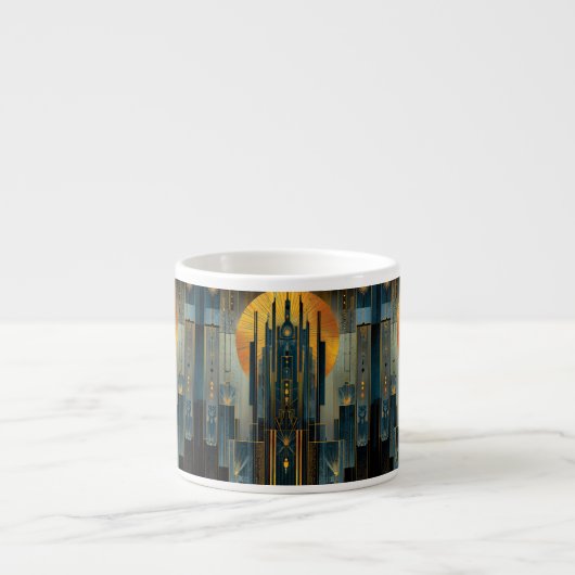 Deco architectuur bij nacht espresso kop (Voorkant)