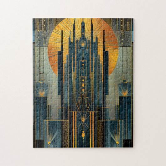 Deco architectuur bij nacht legpuzzel (Verticaal)