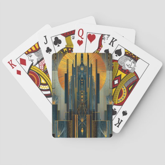 Deco architectuur bij nacht pokerkaarten (Achterkant)