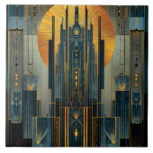 Deco architectuur bij nacht tegeltje (Voorkant)