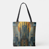 Deco architectuur bij nacht tote bag (Achterkant)