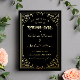  deco Art Black en Golden Save the Date Folie Uitnodiging
