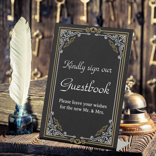  Deco Art Black Wedding Guestbook Reclamebord Met Voetstuk