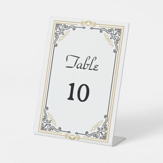  deco Art Black Wedding Table Number Reclamebord Met Voetstuk (Voorkant)