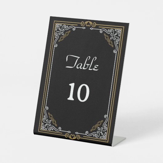 deco Art Black Wedding Table Number Reclamebord Met Voetstuk (Voorkant)