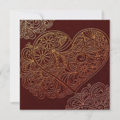Deco Art Brown Heart Wedding Invitation Kaart (Voorkant)