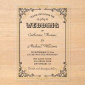  Deco Art Elegant Black White Gold Wedding Acryl Uitnodigingen (Voorkant)