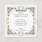 Deco Art Elegant Black White Gold Wedding Informatiekaartje (Voorkant)
