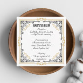 Deco Art Elegant Black White Gold Wedding Informatiekaartje