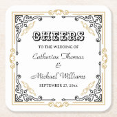  Deco Art Elegant Black White Gold Wedding Kartonnen Onderzetters (Voorkant)