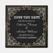  Deco Art Elegant Black White Gold Wedding Magneet (Voorkant)