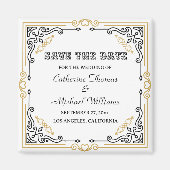  Deco Art Elegant Black White Gold Wedding Magneet (Voorkant)