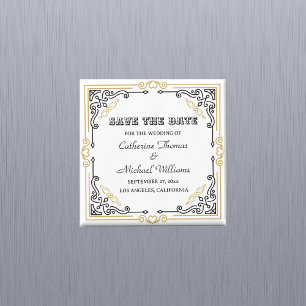  Deco Art Elegant Black White Gold Wedding Magneet