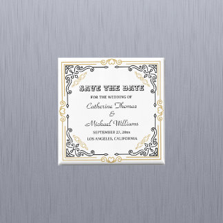  Deco Art Elegant Black White Gold Wedding Magneet