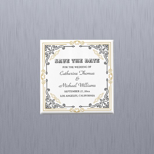  Deco Art Elegant Black White Gold Wedding Magneet