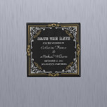 Deco Art Elegant Black White Gold Wedding Magneet<br><div class="desc">Deze ontwerpstijl is geïnspireerd op de Art Deco-beweging van de jaren '20 en '30 van de vorige eeuw, gekenmerkt door geometrische vormen, gouden accenten, zwarte en witte vormen en elegante lettertypen. Een zwart-wit trouwthema is een klassieke en tijdloze keuze. Het combineert elegantie en eenvoud, waardoor een geavanceerde atmosfeer ontstaat. Het...</div>