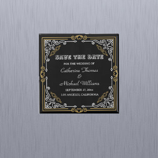  Deco Art Elegant Black White Gold Wedding Magneet