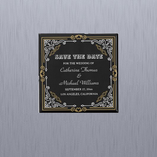  Deco Art Elegant Black White Gold Wedding Magneet