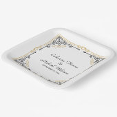  Deco Art Elegant Black White Gold Wedding Papieren Bordje (Gebogen)