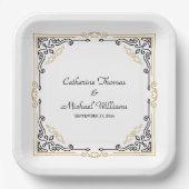  Deco Art Elegant Black White Gold Wedding Papieren Bordje (Voorkant)