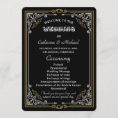  Deco Art Elegant Black White Gold Wedding Programmakaart (Voorkant)