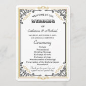  Deco Art Elegant Black White Gold Wedding Programmakaart (Voorkant)
