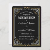 Deco Art Elegant Black White Gold Wedding Save The Date (Voorkant)