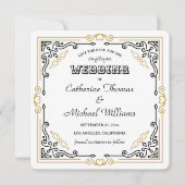  Deco Art Elegant Black White Gold Wedding Save The Date (Voorkant)