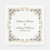  Deco Art Elegant Black White Gold Wedding Servet (Voorkant)