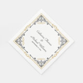  Deco Art Elegant Black White Gold Wedding Servet (Hoek)