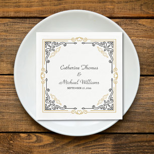  Deco Art Elegant Black White Gold Wedding Servet