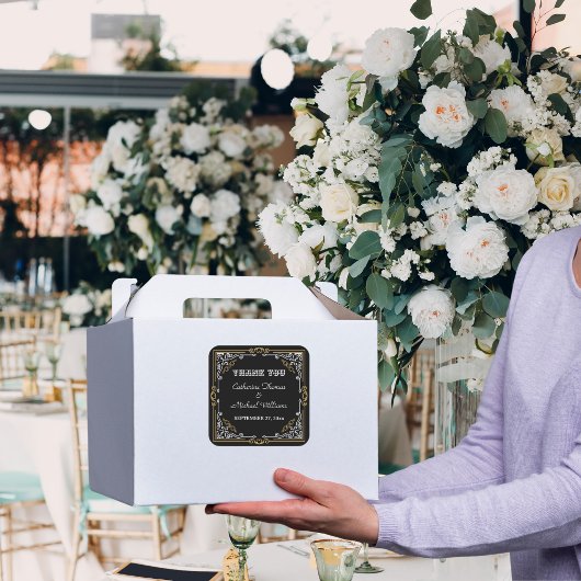  Deco Art Elegant Black White Gold Wedding Vierkante Sticker