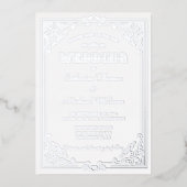  Deco Art Elegant White & Silver Wedding Folie Uitnodiging (Voorkant)