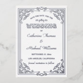 deco Art White en Silver Save the Date Folie Uitnodiging (Voorkant)