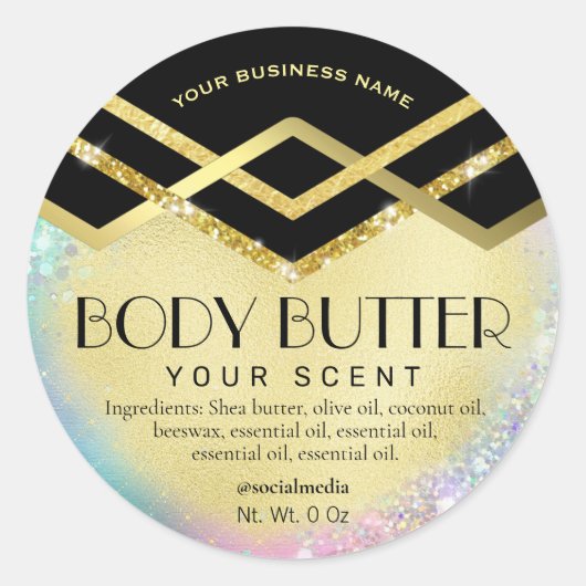 Deco Art Zwart Gouden Pastel Body Butter Labels (Voorkant)