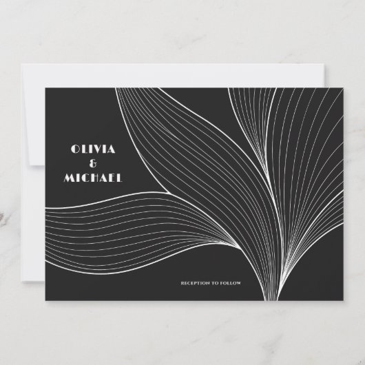 Deco Black en White Invitation Kaart (Achterkant)