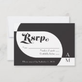  Deco Black en White RSVP Kaartje (Voorkant)