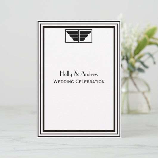  deco Black Lijst #2 V bruiloft Kaart (Staand voorkant)