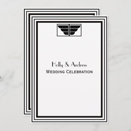  deco Black Lijst #2 V bruiloft Kaart (Voorkant / Achterkant)