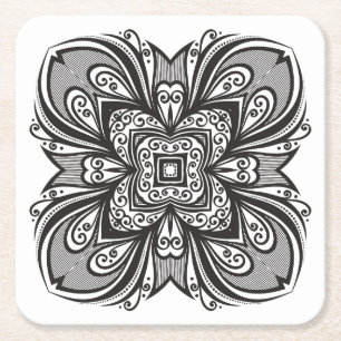 Deco Black Square geïnspireerd Kartonnen Onderzetters