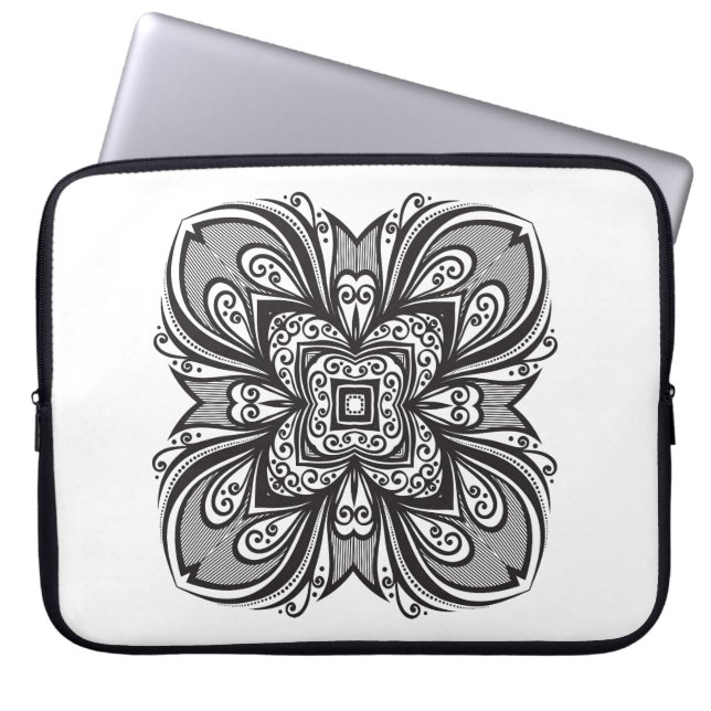 Deco Black Square geïnspireerd Laptop Sleeve (Voorkant)