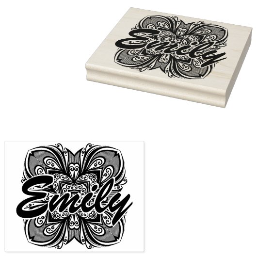 Deco Black Square geïnspireerd Rubberstempel (Gestempeld)