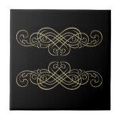  deco Black White en Gold Scroll Tegeltje (Voorkant)