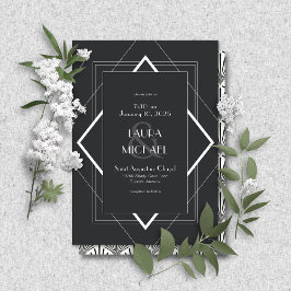  Deco Black White uitnodiging