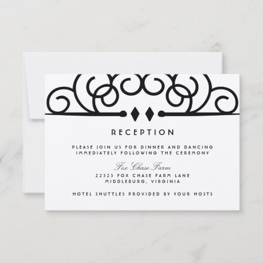 Deco bloeien bruiloft receptie kaart (Voorkant)