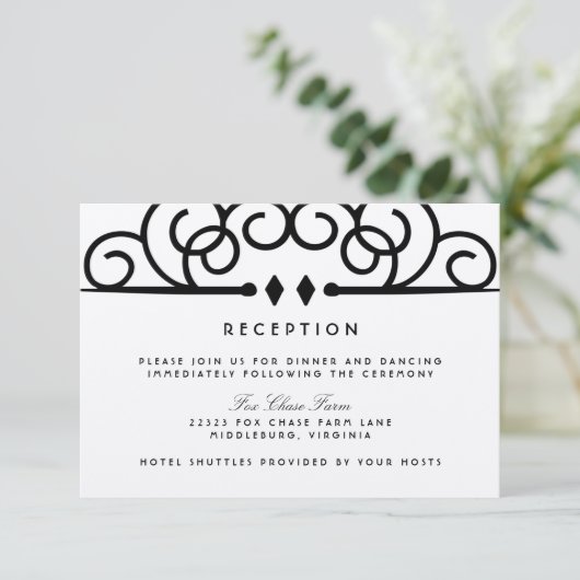 Deco bloeien bruiloft receptie kaart (Staand voorkant)