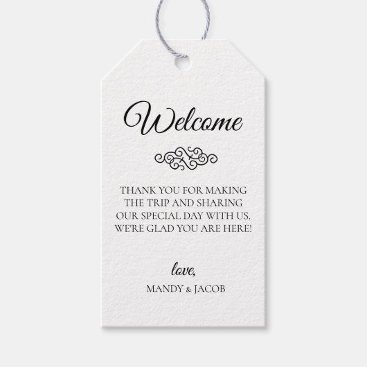 Deco bloeien bruiloft welkomsttas cadeaulabel (Voorkant)