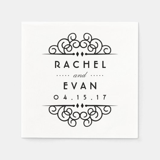 Deco bloeien gepersonaliseerde bruiloft servet (Voorkant)