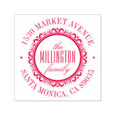 Deco Bloeiend Rond Terugkeeradres Zelfinktende Stempel (Design)