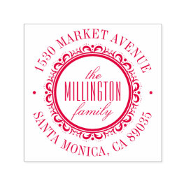 Deco Bloeiend Rond Terugkeeradres Zelfinktende Stempel